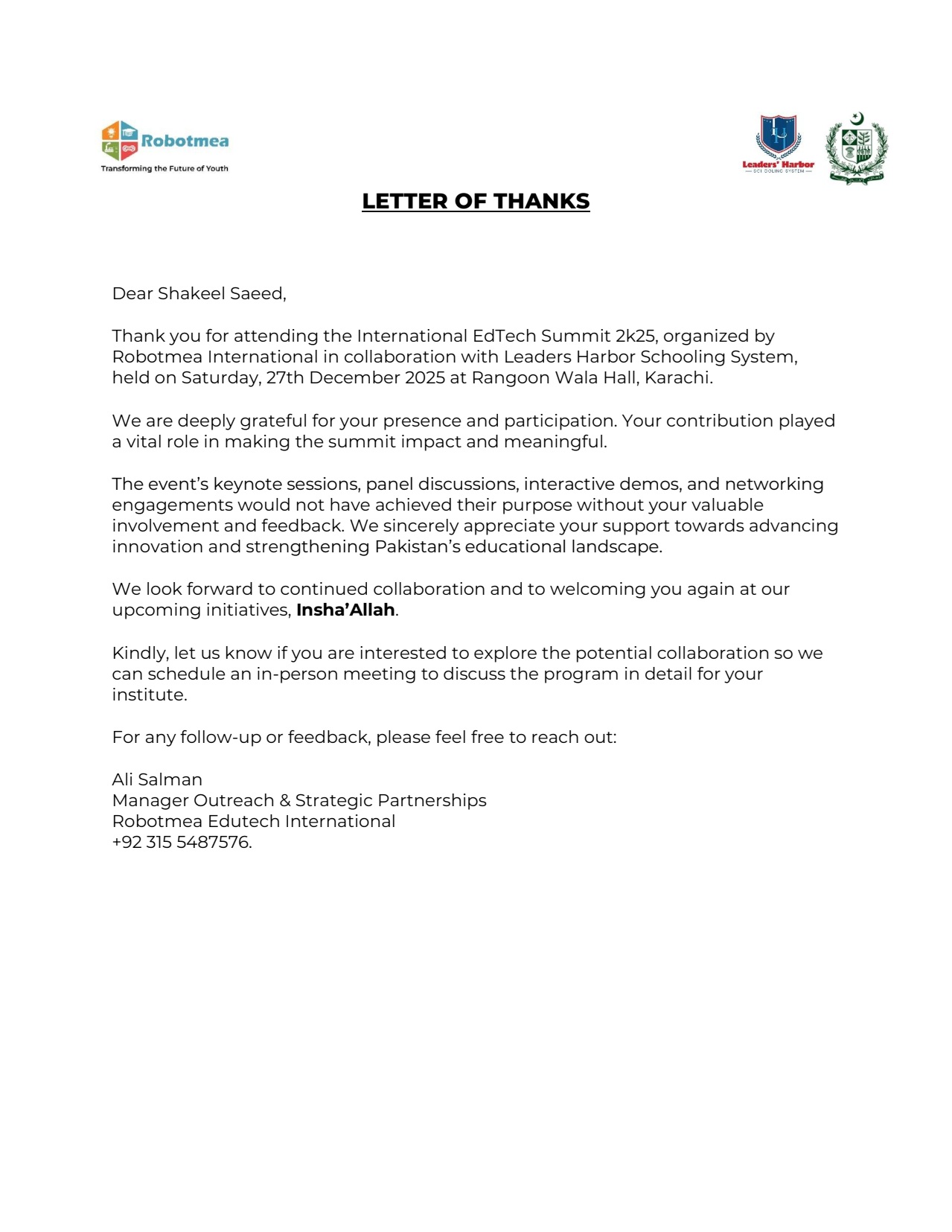 EdTech Summit 2025 by Robotmea Karachi